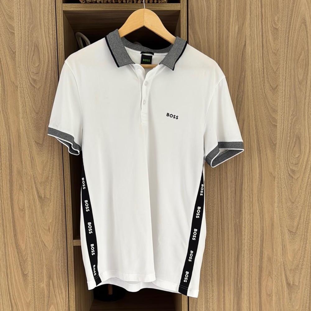 Boss White Polo Shirt with Black Accents